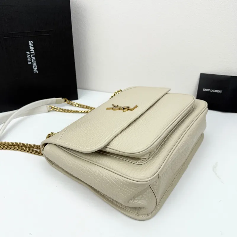 YSL Cream Leather Chain Shoulder Bag Size 32X23X9cm - Image 4