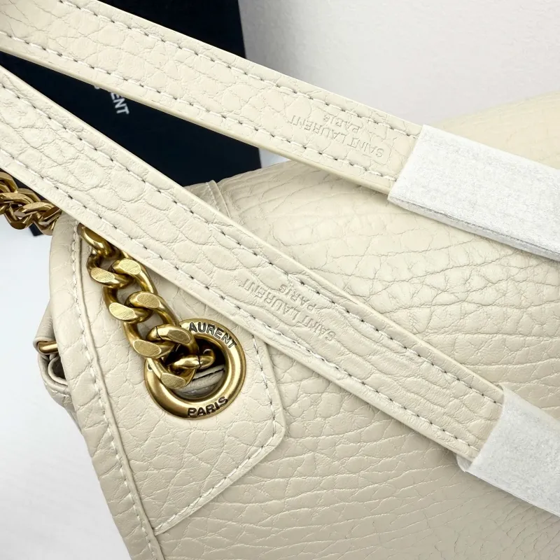 YSL Cream Leather Chain Shoulder Bag Size 32X23X9cm - Image 6