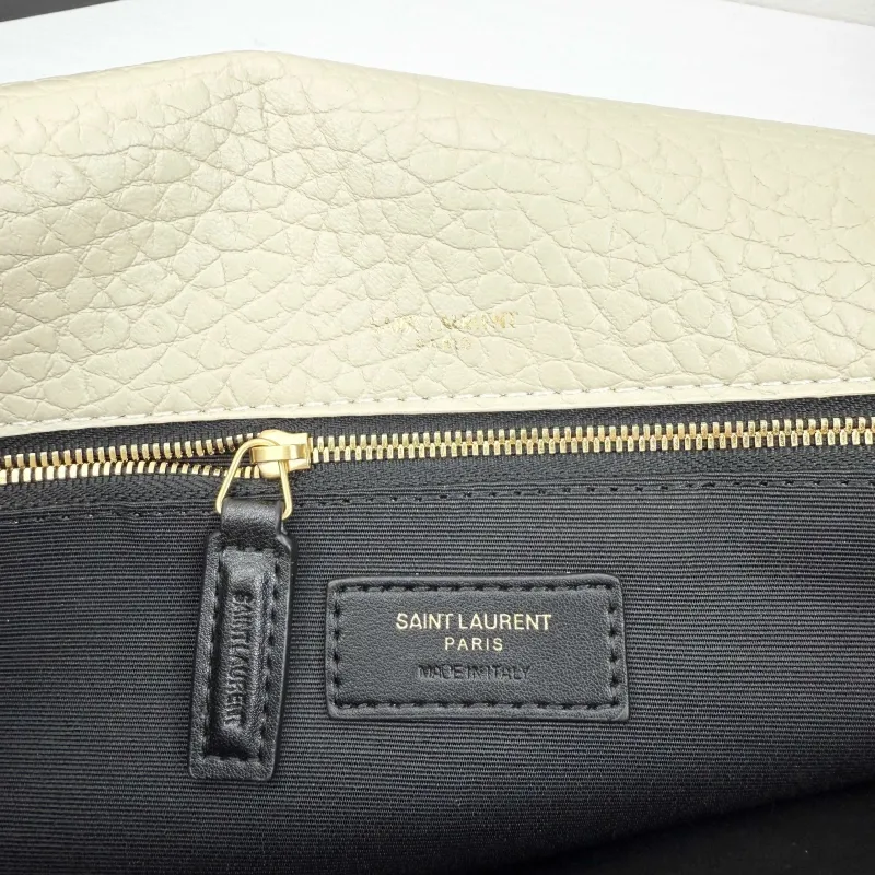 YSL Cream Leather Chain Shoulder Bag Size 32X23X9cm - Image 8