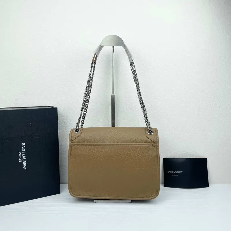 YSL Tan Leather Shoulder Bag Model 9250 Size 28x22x9cm - Image 3