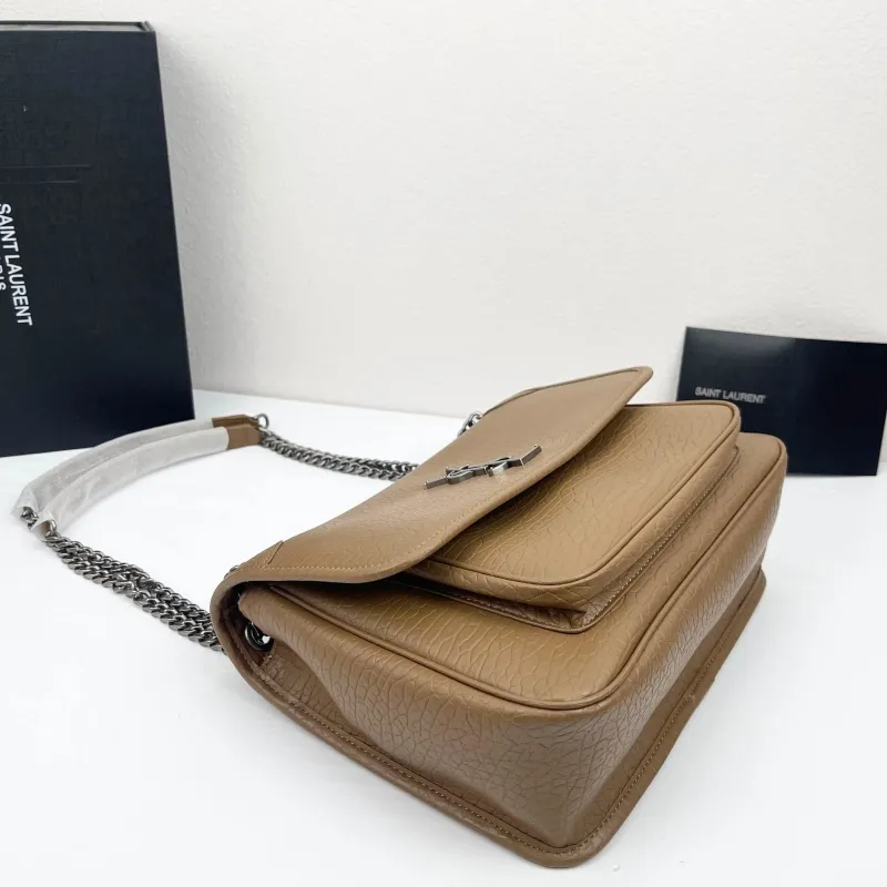 YSL Tan Leather Shoulder Bag Model 9250 Size 28x22x9cm - Image 4
