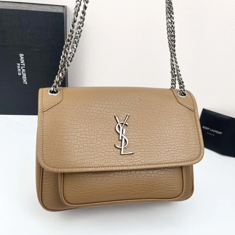 YSL Tan Leather Shoulder Bag Model 9250 Size 28x22x9cm - Image 5