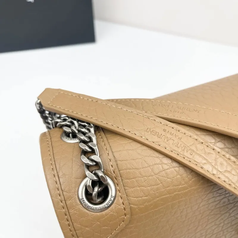 YSL Tan Leather Shoulder Bag Model 9250 Size 28x22x9cm - Image 6
