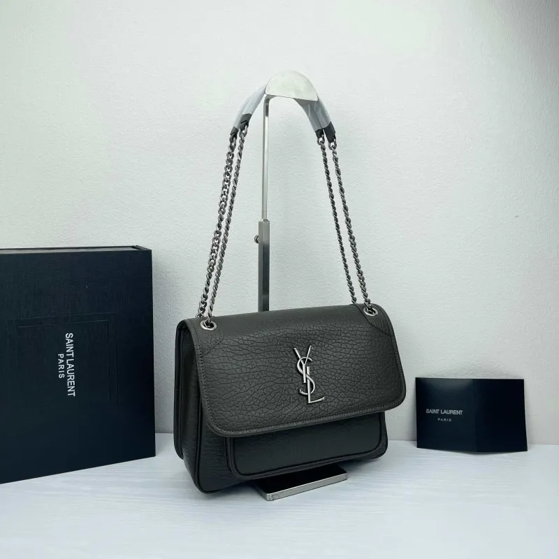 Alternative view of Saint Laurent Gray Chain Shoulder Bag 9250