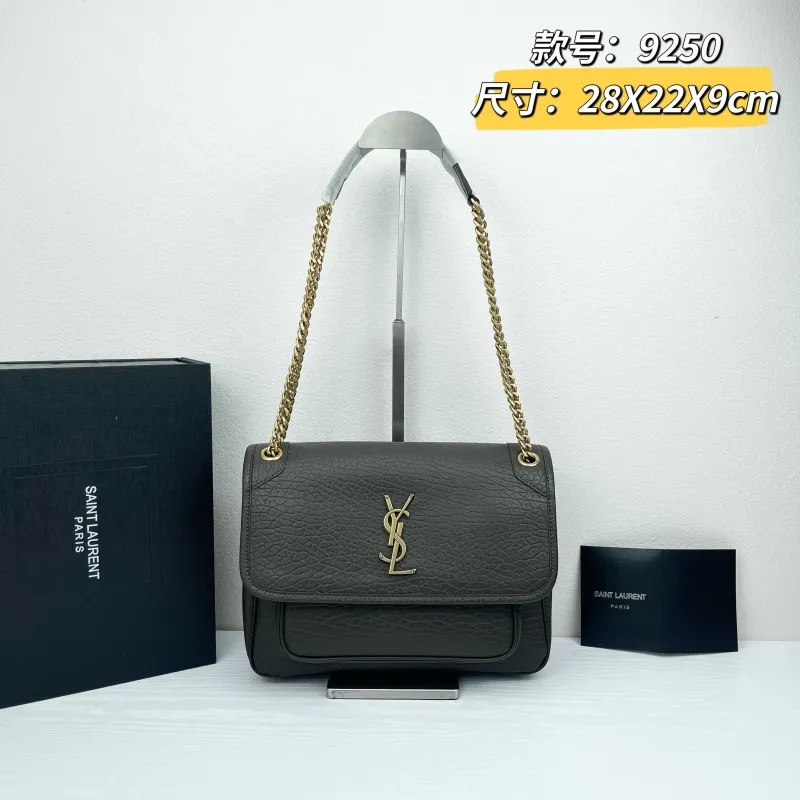 Saint Laurent 9250 Dark Gray Chain Shoulder Bag