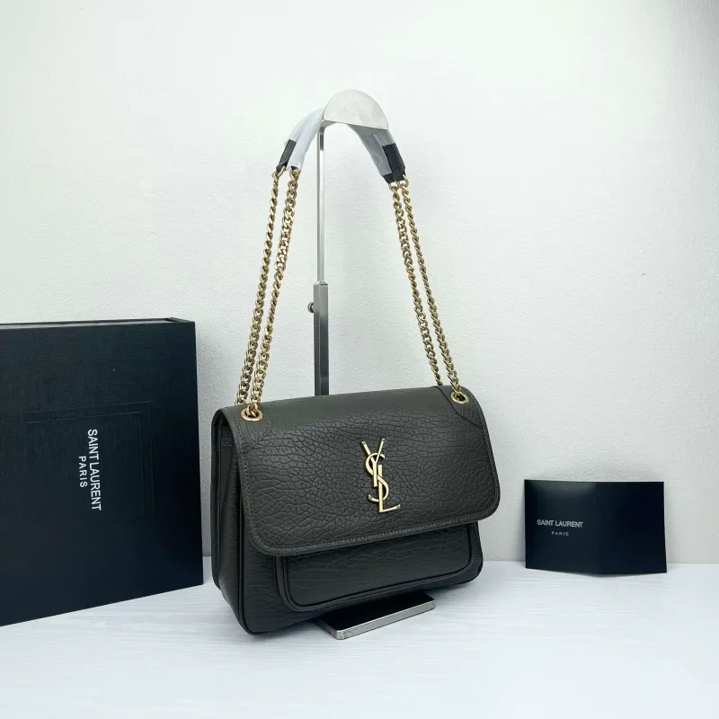 Alternative view of Saint Laurent 9250 Dark Gray Chain Shoulder Bag