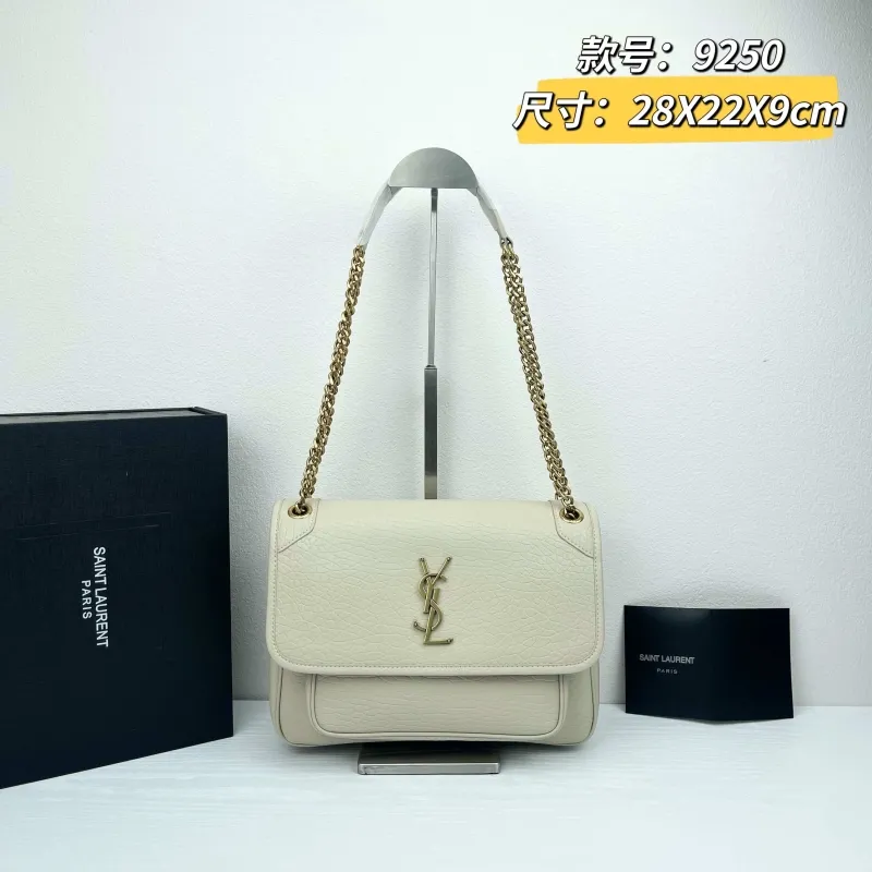 Saint Laurent Cream Leather Chain Shoulder Bag 9250