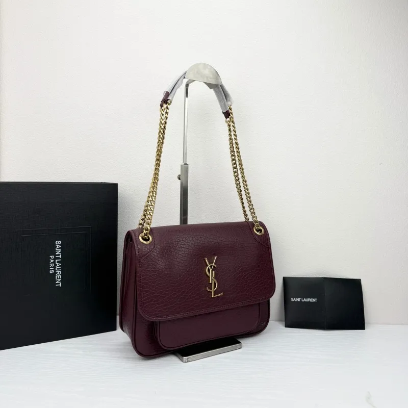 Alternative view of Saint Laurent Burgundy Chain Shoulder Bag 9250