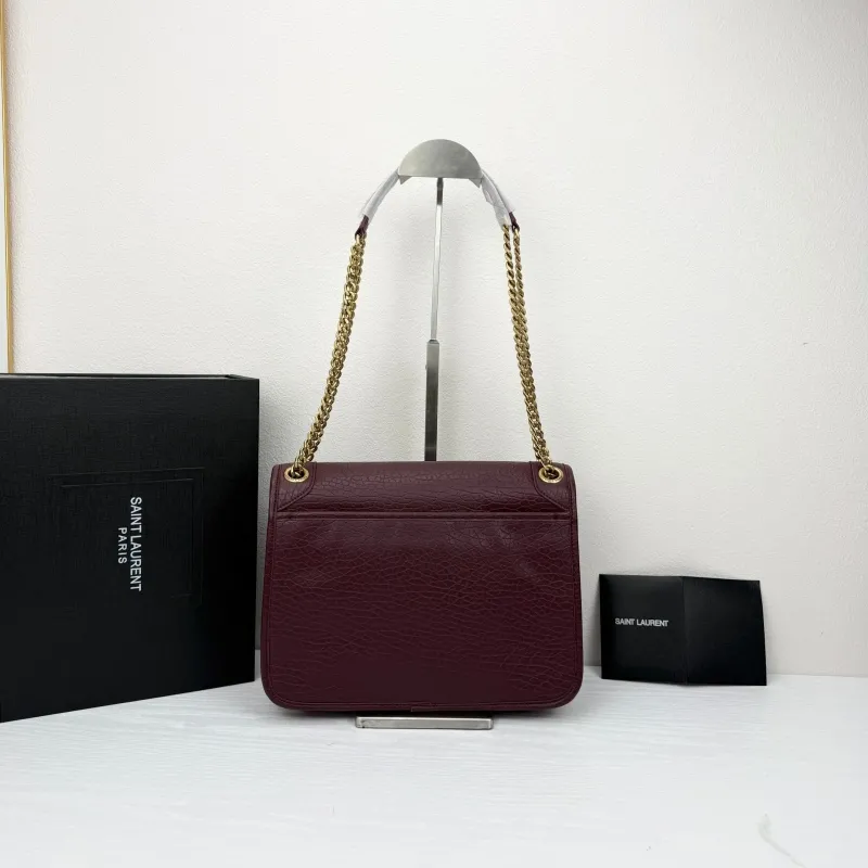 Saint Laurent Burgundy Chain Shoulder Bag 9250 - Image 3