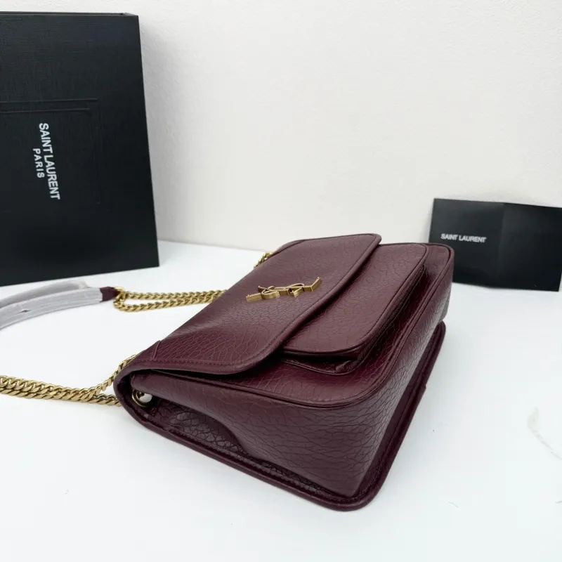 Saint Laurent Burgundy Chain Shoulder Bag 9250 - Image 4