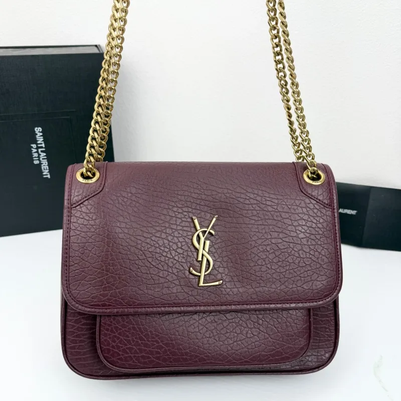 Saint Laurent Burgundy Chain Shoulder Bag 9250 - Image 5
