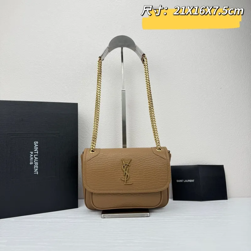 Saint Laurent Tan Leather Chain Shoulder Bag