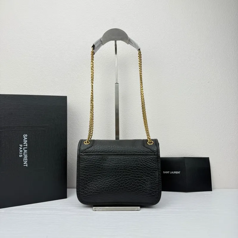 YSL Black Leather Chain Shoulder Bag Size 21x16x7.5cm Model 402 - Image 3