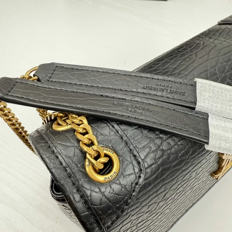 YSL Black Leather Chain Shoulder Bag Size 21x16x7.5cm Model 402 - Image 5