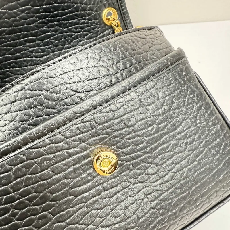 YSL Black Leather Chain Shoulder Bag Size 21x16x7.5cm Model 402 - Image 9