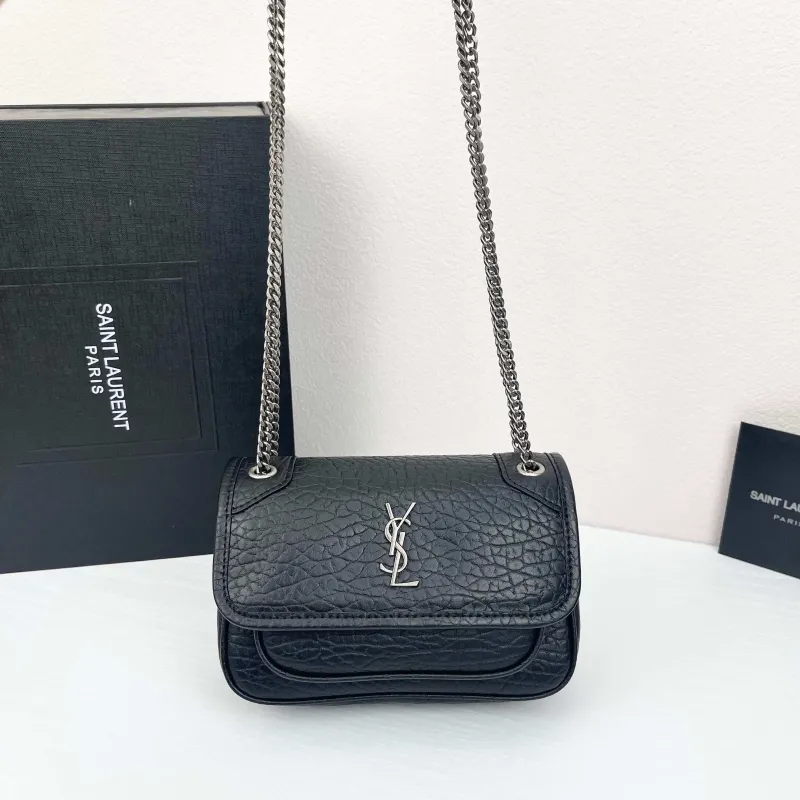 Saint Laurent Black Leather Chain Shoulder Bag 403 - Image 5