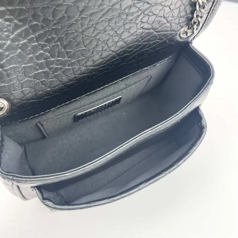 Saint Laurent Black Leather Chain Shoulder Bag 403 - Image 7