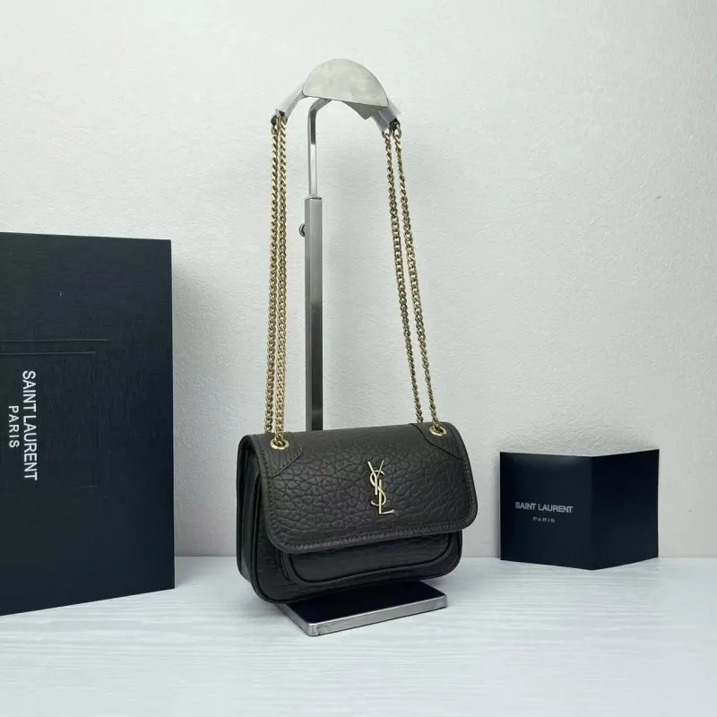 Alternative view of Saint Laurent YSL Dark Gray Chain Shoulder Bag 405