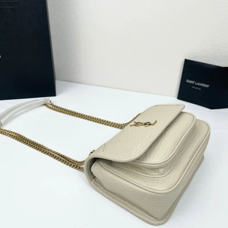Saint Laurent Cream Leather Chain Shoulder Bag - Image 4