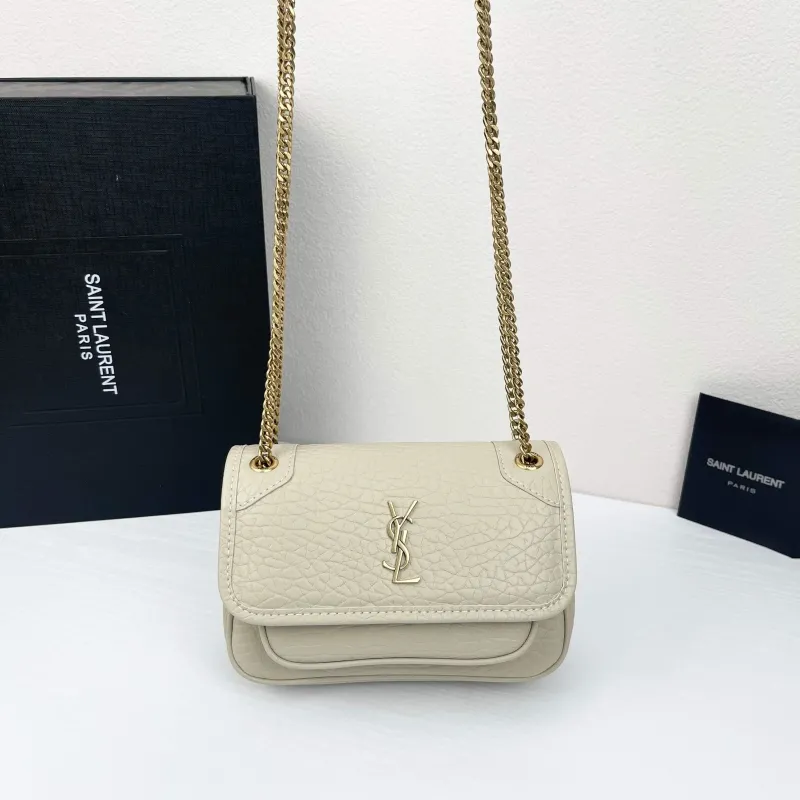 Saint Laurent Cream Leather Chain Shoulder Bag - Image 5