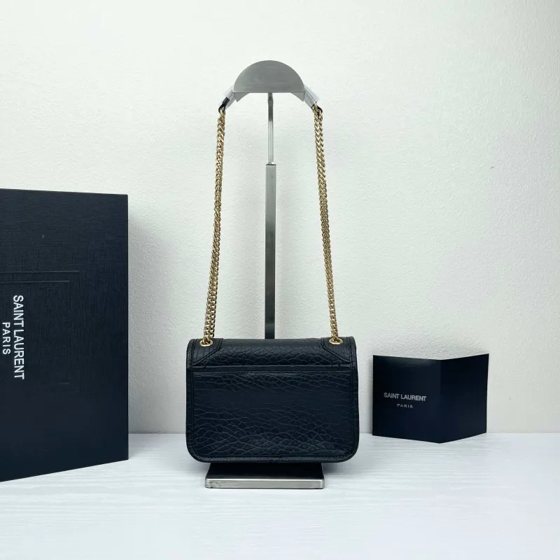 YSL Black Leather Chain Shoulder Bag 407 - Image 3
