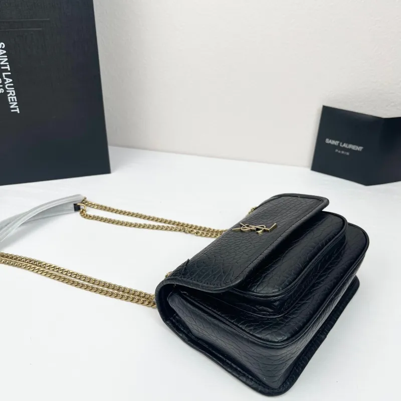 YSL Black Leather Chain Shoulder Bag 407 - Image 4