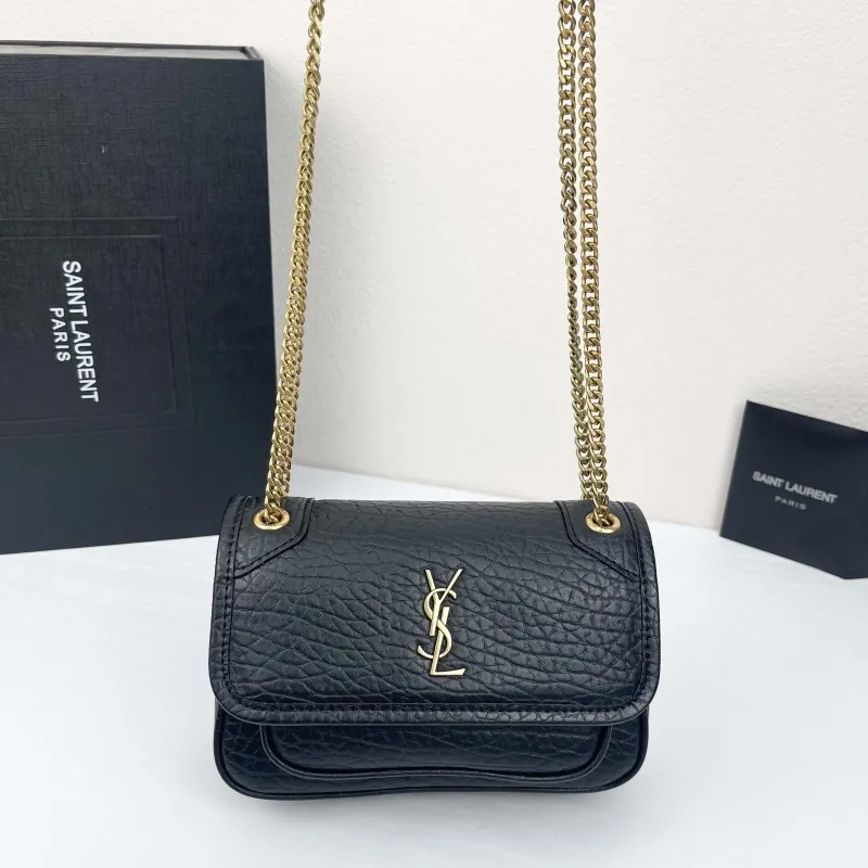 YSL Black Leather Chain Shoulder Bag 407 - Image 5