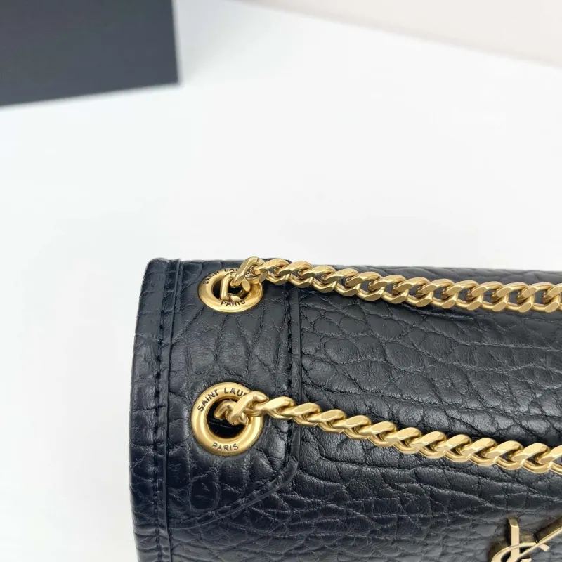YSL Black Leather Chain Shoulder Bag 407 - Image 6