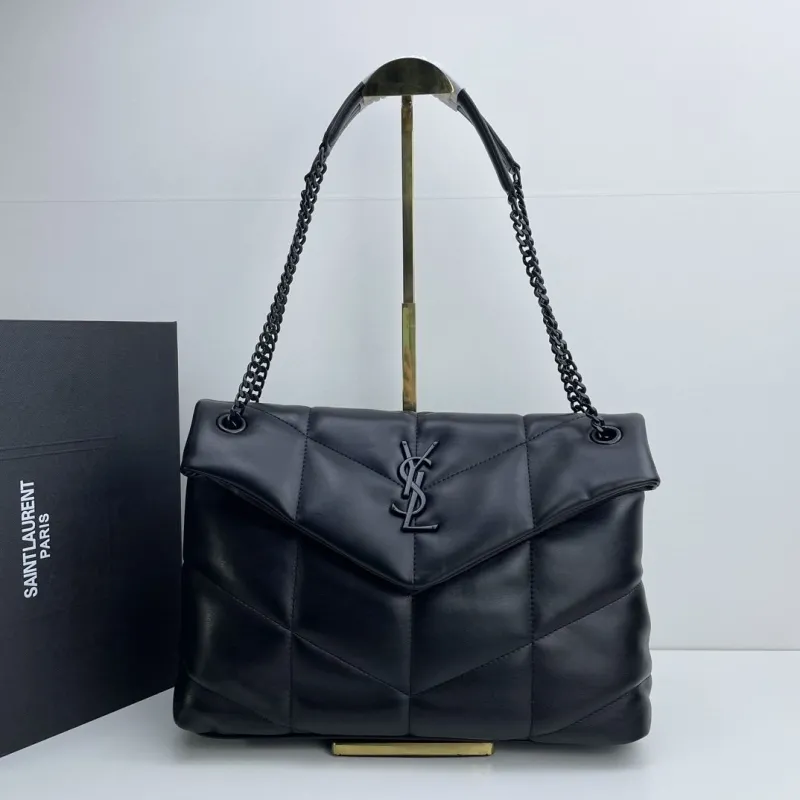 YSL Black Top Handle Shoulder Bag 408