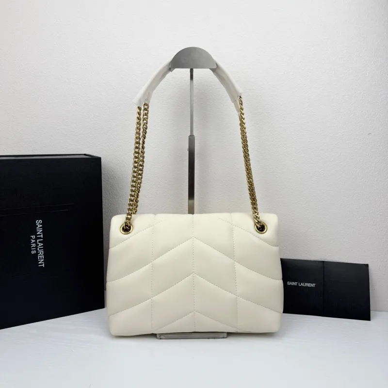 YSL White Quilted Chain Shoulder Bag 412 - Image 3