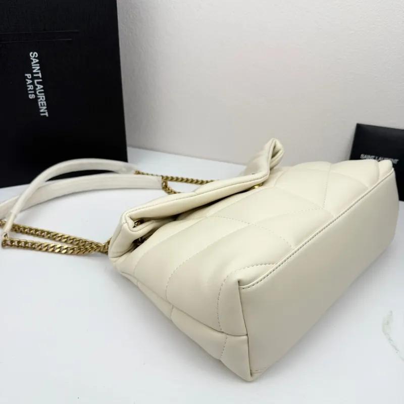 YSL White Quilted Chain Shoulder Bag 412 - Image 4