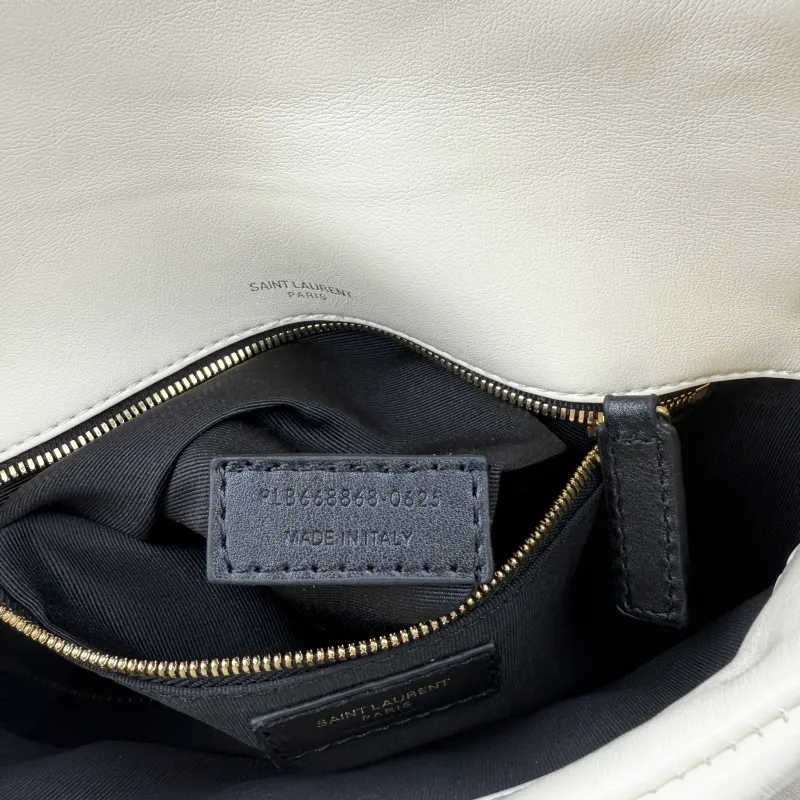 YSL White Quilted Chain Shoulder Bag 412 - Image 9