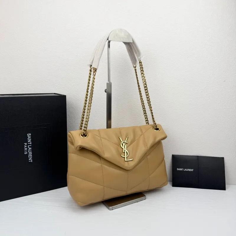 Alternative view of Saint Laurent Beige Quilted Chain Shoulder Bag 414