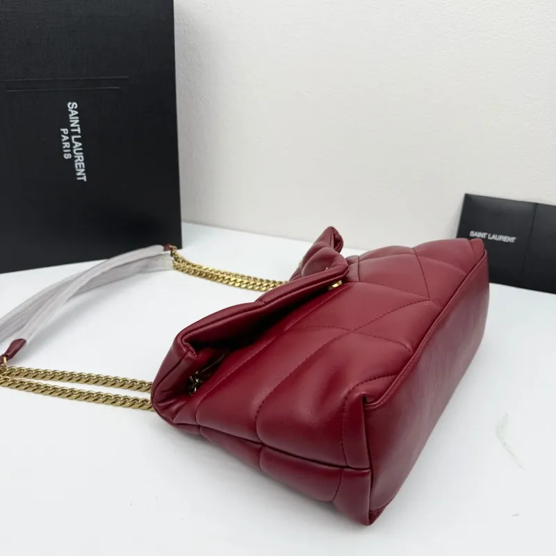 YSL Burgundy Quilted Chain Shoulder Bag 415 - Image 4