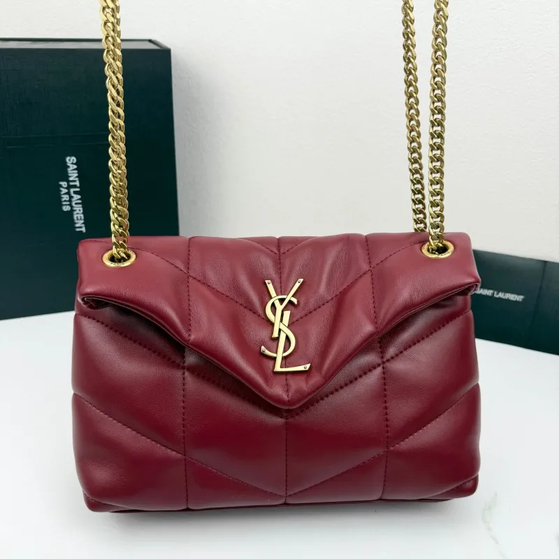 YSL Burgundy Quilted Chain Shoulder Bag 415 - Image 5