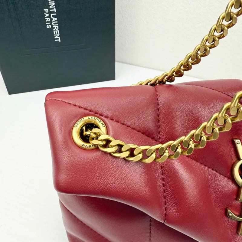 YSL Burgundy Quilted Chain Shoulder Bag 415 - Image 6