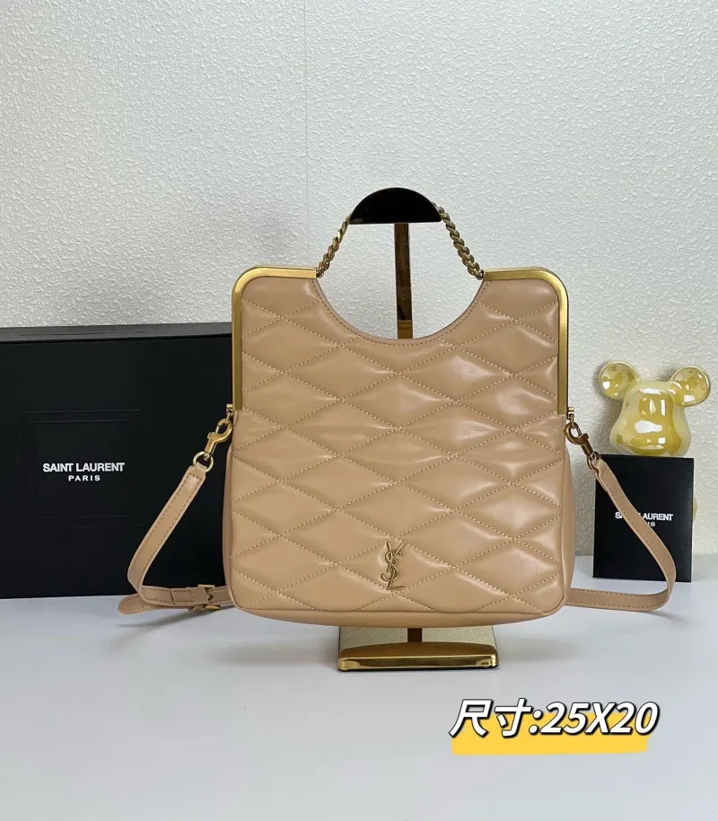Alternative view of Saint Laurent Beige Quilted Top Handle Crossbody Bag