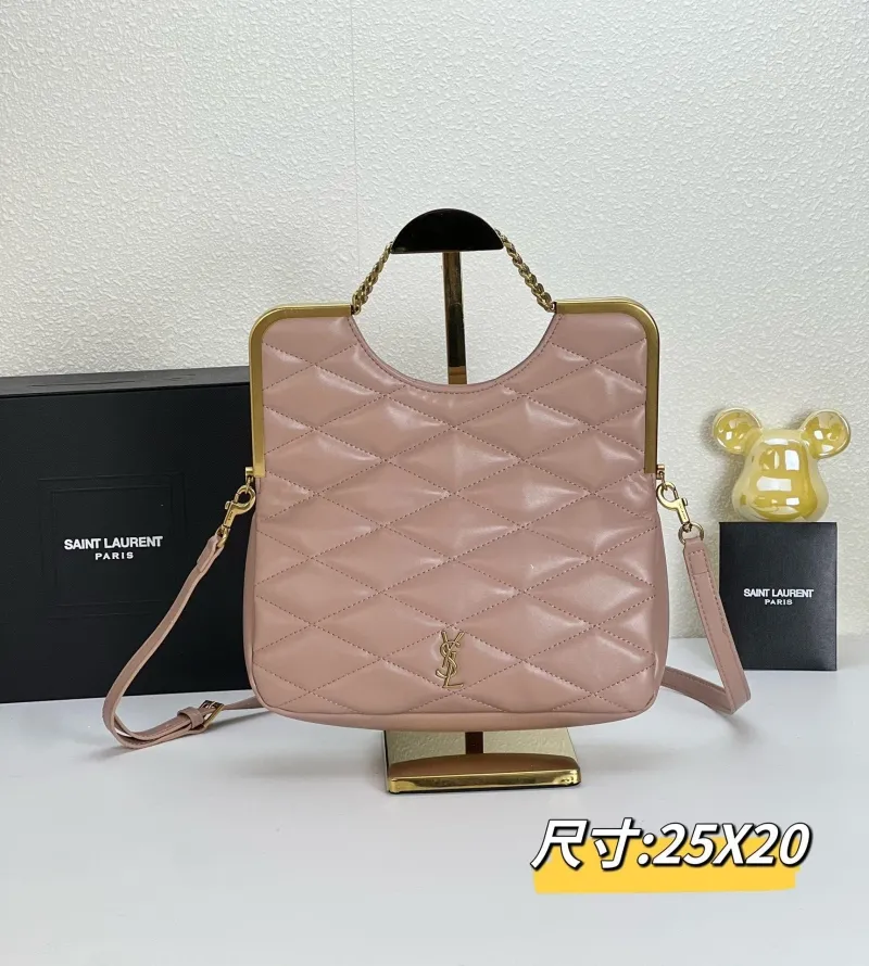 Alternative view of YSL Quilted Nude Pink Top Handle Crossbody Bag 25x20