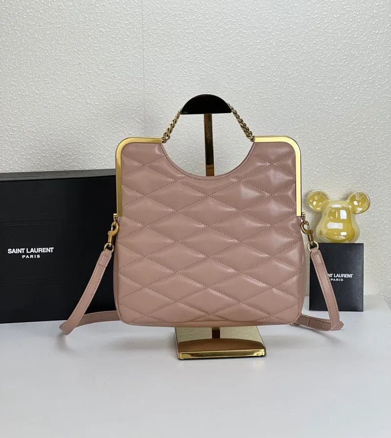YSL Quilted Nude Pink Top Handle Crossbody Bag 25x20 - Image 3