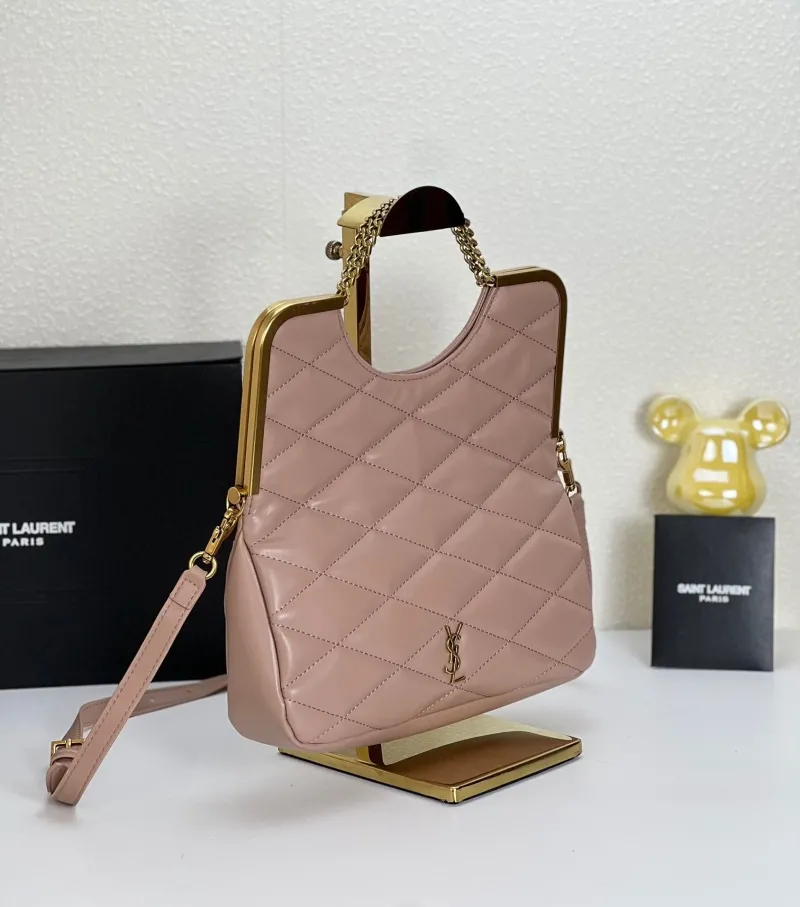 YSL Quilted Nude Pink Top Handle Crossbody Bag 25x20 - Image 4