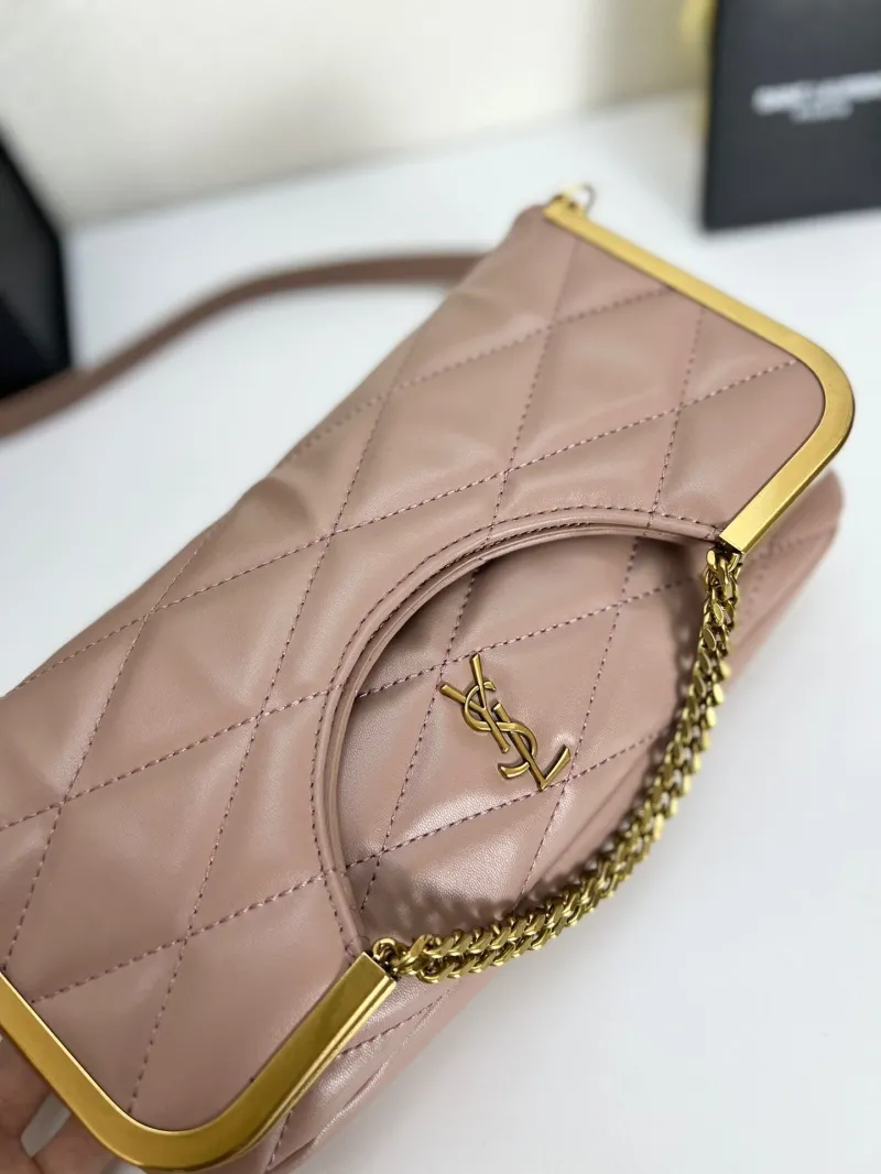 YSL Quilted Nude Pink Top Handle Crossbody Bag 25x20 - Image 6