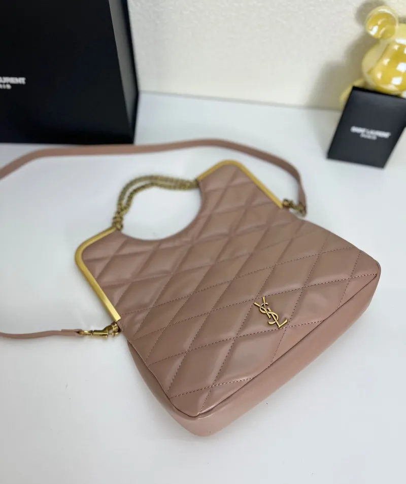 YSL Quilted Nude Pink Top Handle Crossbody Bag 25x20 - Image 8