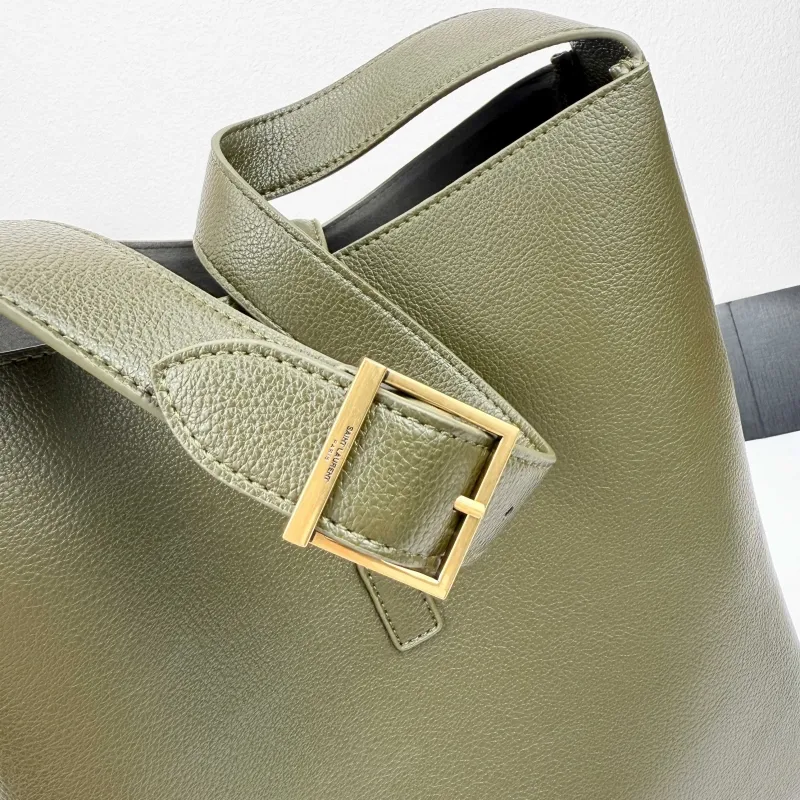 Saint Laurent Olive Green Leather Hobo Bag 421 - Image 6