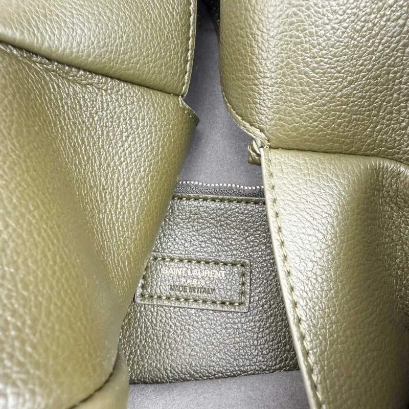 Saint Laurent Olive Green Leather Hobo Bag 421 - Image 8