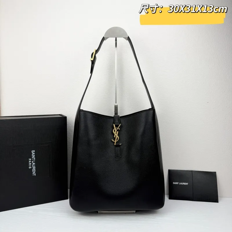 Saint Laurent Black Leather Hobo Shoulder Bag 422