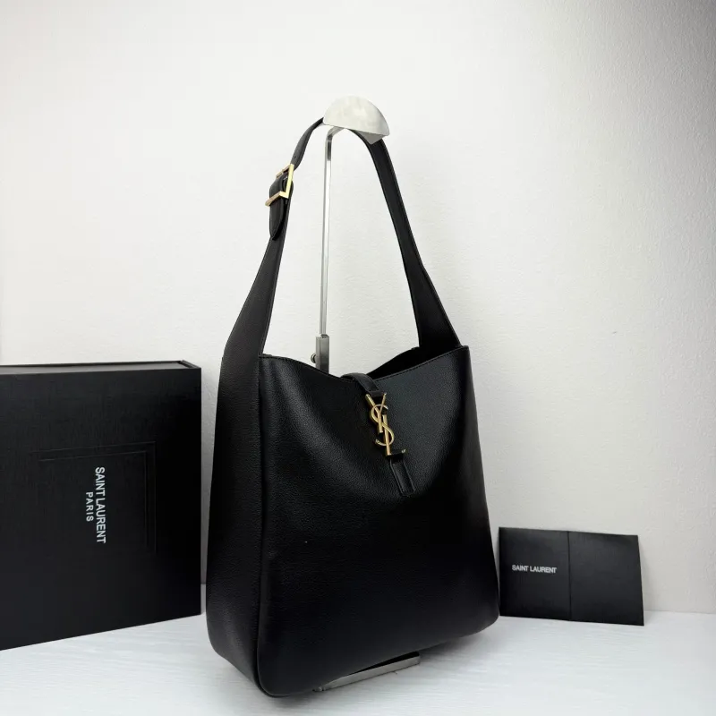 Alternative view of Saint Laurent Black Leather Hobo Shoulder Bag 422