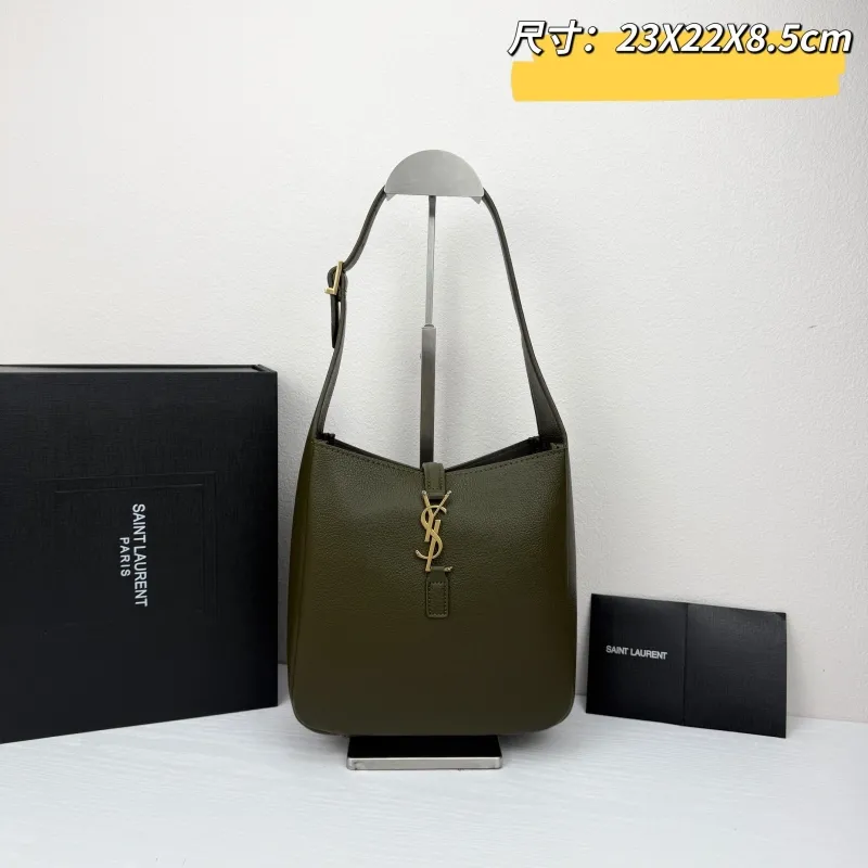 Saint Laurent Olive Green Top Handle Hobo Bag 425
