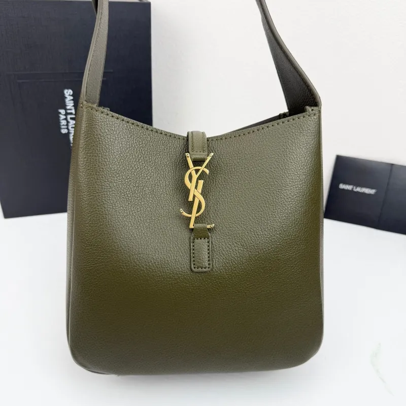 Saint Laurent Olive Green Top Handle Hobo Bag 425 - Image 5