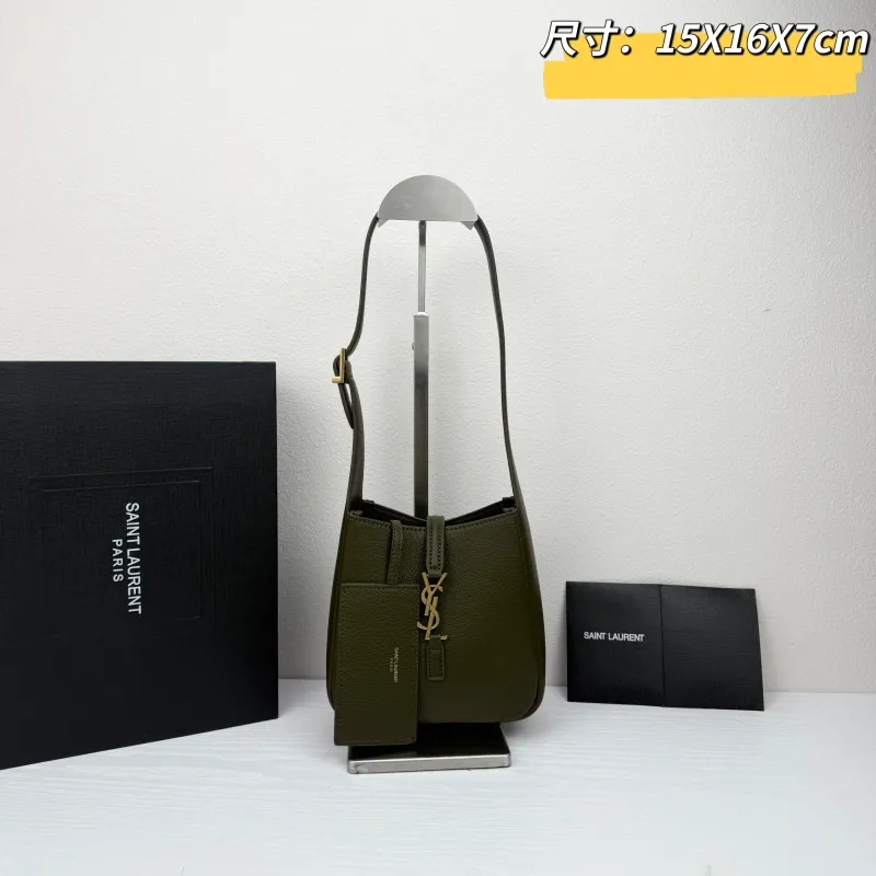 Saint Laurent Olive Green Shoulder Bag 429 15X16X7cm