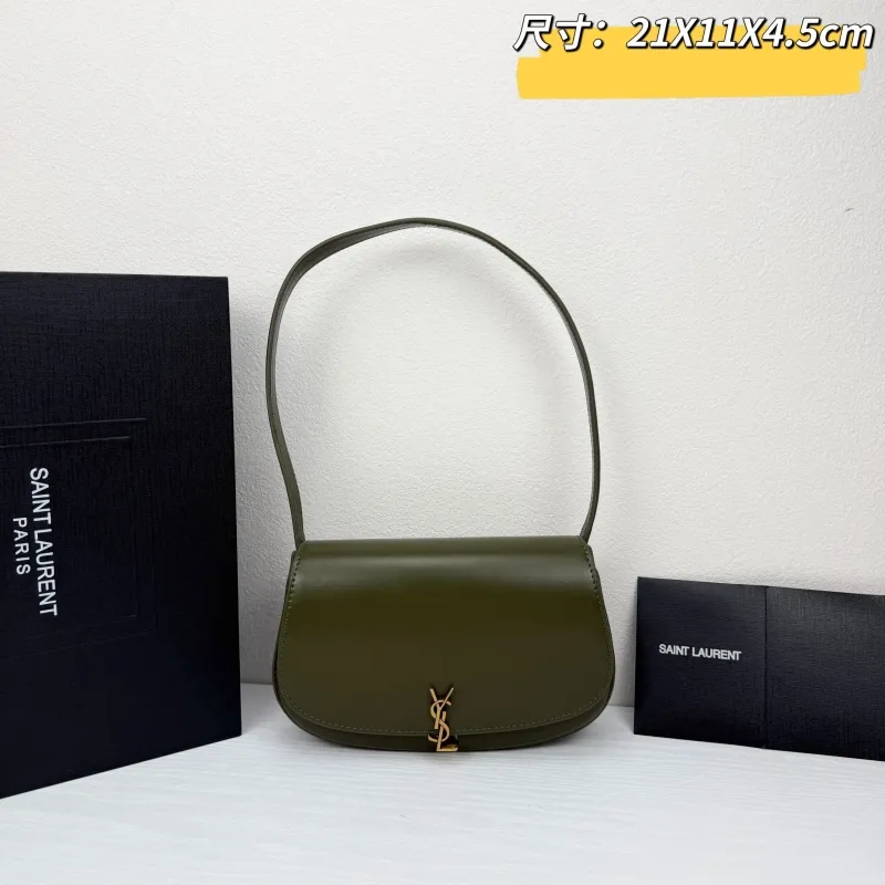YSL Olive Green Top Handle Shoulder Bag 433 Size 21x11x4.5cm